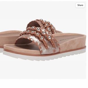 BNWB Donald J. Pliner Womens Carlie Suede Metallic Dress Sandals Tan SZ 10